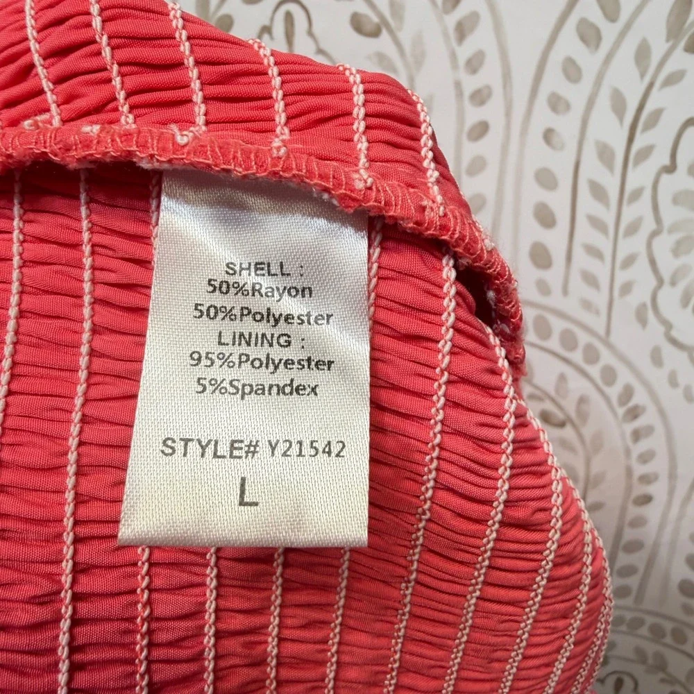 DO+BE Mini Skirt Womens L Coral‎ Smocked Ruffle Tiered Asymmetrical Y21542